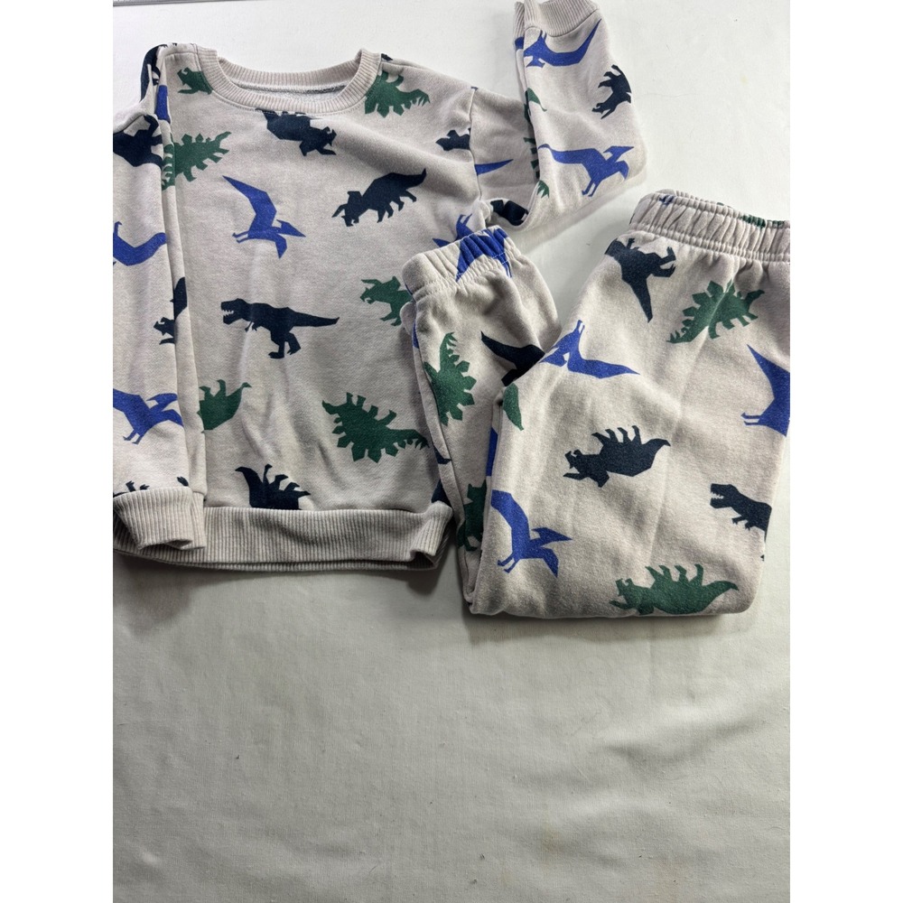 Garanimals Boys 4T Dinosaur Print Fleece Sweatshirt and Jogger Pants Set Gray